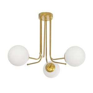 SHINY Vintage Φωτιστικό Οροφής με Ντουί 3 x E27 AC 220-240V IP20 - Λευκό : Χρυσό - Μ70 x Π70 x Υ16cm