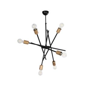 SUNFY Μοντέρνο Φωτιστικό Οροφής με Ντουί 6 x E27 AC 220-240V IP20 - Μαύρο : Μπρούτζινο - Μ57 x Π57 x Υ85cm