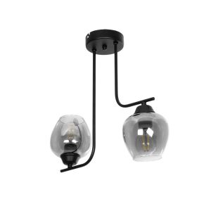 GLOSSA Vintage Φωτιστικό Οροφής με Ντουί 2 x E27 AC 220-240V IP20 - Μαύρο : Μαύρο Φιμέ - Μ40 x Π15 x Υ17cm