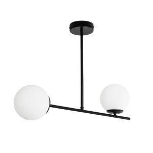 GLOBUS Μοντέρνο Φωτιστικό Οροφής με Ντουί 2 x E27 AC 220-240V IP20 - Λευκό : Μαύρο - Μ65 x Π15 x Υ23cm