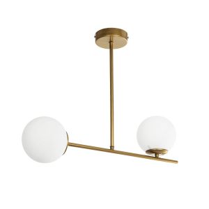 GLOBUS Μοντέρνο Φωτιστικό Οροφής με Ντουί 2 x E27 AC 220-240V IP20 - Λευκό : Χρυσό - Μ65 x Π15 x Υ23cm