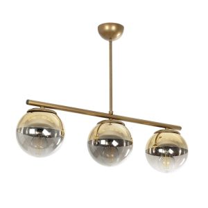 CITY Μοντέρνο Φωτιστικό Οροφής με Ντουί 3 x E27 AC 220-240V IP20 - Διάφανο : Χρυσό - Μ55 x Π15 x Υ43cm