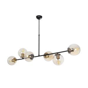 LATTICE Μοντέρνο Φωτιστικό Οροφής με Ντουί 6 x E27 AC 220-240V IP20 - Μαύρο : Μπρούτζινο - Μ120 x Π32 x Υ32cm