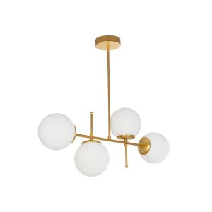 GLOBUS Μοντέρνο Φωτιστικό Οροφής με Ντουί 4 x E27 AC 220-240V IP20 - Λευκό : Χρυσό - Μ70 x Π15 x Υ34cm