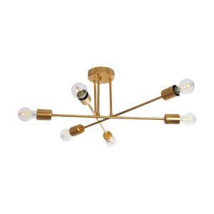 SPIDI Μοντέρνο Φωτιστικό Οροφής με Ντουί 6 x E27 AC 220-240V IP20 - Χρυσό - Μ61 x Π61 x Υ25cm