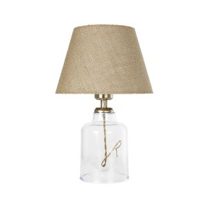 TRANS Μοντέρνο Επιτραπέζιο Φωτιστικό Πορτατίφ με Ντουί 1 x E27 AC 220-240V IP20 - Διάφανο : Μπεζ - Μ22 x Π22 x Υ34cm