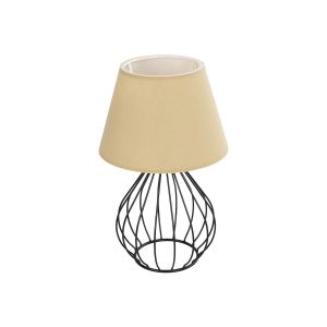 CLASS Μοντέρνο Επιτραπέζιο Φωτιστικό Πορτατίφ με Ντουί 1 x E27 AC 220-240V IP20 - Μαύρο : Μπεζ - Μ22 x Π22 x Υ36cm