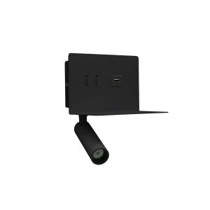 LED ΑΠΛΙΚΑ : ΣΠΟΤ ΤΟΙΧΟΥ ΟΡΘΟΓΩΝΙΑ 6W ΜΑΥΡΗ ΜΕ ΘΥΡΑ USB