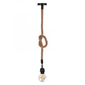 Φωτιστικό οροφής Vertuko pakoworld E27 σχοινί και μέταλλο σε φυσική-μαύρη απόχρωση Φ10x100εκ
