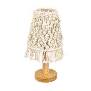 RWANDA Boho Επιτραπέζιο Φωτιστικό Πορτατίφ με Ντουί 1 x E27 AC 220-240V IP20 - Μπεζ : Καφέ - Μ15 x Π15 x Υ30cm