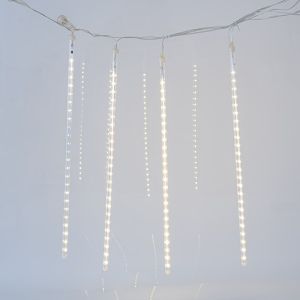 SNOWDROP, 240 LED, 5V ΜΕΤΑΣΧΗΜΑΤΙΣΤΗ, 4 ΕΠΕΚΤΑΣΕΙΣ ΕΩΣ 3 ΣΕΤ, 5 ΣΩΛΗΝΕΣ 50cm ΜΕ ΘΕΡΜΟ ΛΕΥΚΟ LED (H50 x L400cm), ΠΡΟΕΚΤΑΣΗ ΠΑΡΟΧΗΣ 5m, IP44