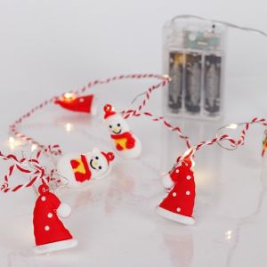 ΣΕΙΡΑ, 20 MINI LED, ΣΚΟΥΦΟΣ ΚΑΙ ΧΙΟΝΑΝΘΡΩΠΟΣ, ΜΠΑΤΑΡΙΑΣ 3xAA, ΧΡΟΝΟΔΙΑΚΟΠΤΗ, ΚΟΚΚΙΝΟ ΚΑΙ ΛΕΥΚΟ ΧΑΛΚΙΝΟ ΚΑΛΩΔΙΟ, ΘΕΡΜΟ ΛΕΥΚΟ LED ΑΝΑ 10cm, ΠΡΟΕΚΤΑΣΗ ΠΑΡΟΧΗΣ 30cm, IP20