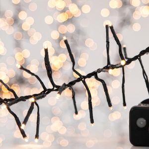 CLUSTER 5,5m, 588 LED 3mm, 31V ΜΕΤΑΣΧΗΜΑΤΙΣΤΗ, 8 ΠΡΟΓΡΑΜΜΑΤΑ ΚΑΙ ΜΝΗΜΗ, ΠΡΑΣΙΝΟ PVC ΚΑΛΩΔΙΟ, ΘΕΡΜΟ ΛΕΥΚΟ LED, ΠΡΟΕΚΤΑΣΗ ΠΑΡΟΧΗΣ 3m, IP44