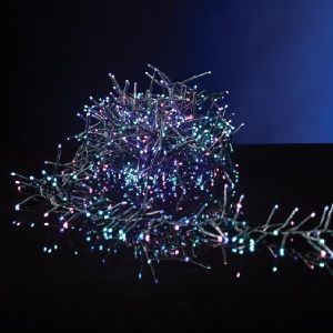 CLUSTER 6m, 768 LED 3mm, 31V ΜΕΤΑΣΧΗΜΑΤΙΣΤΗ, 8 ΠΡΟΓΡΑΜΜΑΤΑ ΚΑΙ ΜΝΗΜΗ, ΠΡΑΣΙΝΟ PVC ΚΑΛΩΔΙΟ, OΠΑΛ ΠΟΛΥΧΡΩΜΟ LED, ΠΡΟΕΚΤΑΣΗ ΠΑΡΟΧΗΣ 3m, IP44