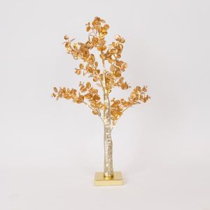 ΧΡΥΣΟ ΔΕΝΤΡΟ ΜΕ ΦΥΛΛΑ ΕΥΚΑΛΥΠΤΟΥ 60cm, ΜΠΑΤΑΡΙΑΣ 3xAA, TIMER, 40 ΘΕΡΜΑ ΛΕΥΚΑ MINI LED, IP20