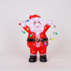 AΚΡΥΛΙΚΟΣ ΑΓΙΟΣ ΒΑΣΙΛΗΣ, ΜΕΤΑΣΧΗΜΑΤΙΣΤΗ, 40 ΛΕΥΚΑ LED + 10 ΔΙΑΚΟΣΜΗΤΙΚΑ LED, 22,5x15x34cm, ΠΡΟΕΚΤΑΣΗ ΠΑΡΟΧΗΣ 5m, IP44