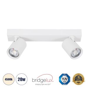 LEONARDO Μοντέρνο Φωτιστικό Οροφής LED 20W 2400lm 60° AC 220-240V IP20 Φυσικό Λευκό 4500K - Bridgelux COB - Λευκό - Μ32 x Π7 x Υ11.8cm - 5 Χρόνια Εγγύηση