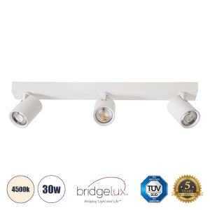 LEONARDO Μοντέρνο Φωτιστικό Οροφής LED 30W 3600lm 60° AC 220-240V IP20 Φυσικό Λευκό 4500K - Bridgelux COB - Λευκό - Μ52 x Π7 x Υ11.8cm - 5 Χρόνια Εγγύηση