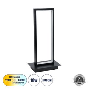 CORNELIE Μοντέρνο Επιτραπέζιο Φωτιστικό LED CCT 18W 1980lm 200° AC 220-240V IP20 Ρυθμιζόμενο Λευκό CCT με On/Off 2700K/4500K/6000K - Lumileds SMD Chip - Mαύρο - Μ18 x Π10 x Υ36cm - 3 Χρόνια Εγγύηση
