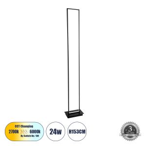 CORNELIE Μοντέρνο Επιδαπέδιο Φωτιστικό LED 24W 2640lm 200° AC 220-240V IP20 Ρυθμιζόμενο Λευκό CCT με Χειριστήριο από 2700K έως 6000K - Lumileds SMD Chip - Μαύρο Ματ - Μ26 x Π16 x Υ153cm - 3 Χρόνια Εγγύηση