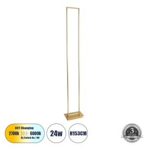 CORNELIE Μοντέρνο Επιδαπέδιο Φωτιστικό LED 24W 2640lm 200° AC 220-240V IP20 Ρυθμιζόμενο Λευκό CCT με Χειριστήριο από 2700K έως 6000K - Lumileds SMD Chip - Χρυσό Πλατίνα - Μ26 x Π16 x Υ153cm - 3 Χρόνια Εγγύηση