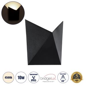 STEALTH Μοντέρνο Φωτιστικό Τοίχου - Απλίκα LED 10W 1100lm 60° AC 220-240V Αδιάβροχο IP65 Φυσικό Λευκό 4500K - Bridgelux COB Chip : TUV SUD Driver - Μαύρο Ματ - Μ17 x Π7.5 x Υ17cm - 5 Χρόνια Εγγύηση