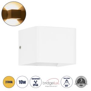 CIRCOA Μοντέρνο Φωτιστικό Τοίχου - Απλίκα LED 10W 1000lm 60° AC 220-240V Αδιάβροχο IP44 Θερμό Λευκό 2700K - Bridgelux COB Chip : TUV SUD Driver - Λευκό Ματ - Μ10 x Π8 x Υ10cm - 5 Χρόνια Εγγύηση