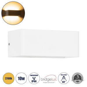 CIRCOA Μοντέρνο Φωτιστικό Τοίχου - Απλίκα LED 10W 1000lm 60° AC 220-240V Αδιάβροχο IP44 Θερμό Λευκό 2700K - Bridgelux COB Chip : TUV SUD Driver - Λευκό Ματ - Μ20 x Π8 x Υ10cm - 5 Χρόνια Εγγύηση