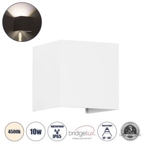 AXIS-S Μοντέρνο Φωτιστικό Τοίχου - Απλίκα LED 10W 1200lm 5°/60° AC 220-240V Αδιάβροχο IP65 Φυσικό Λευκό 4500K - Bridgelux COB Chip : TUV SUD Driver - Λευκό Ματ - Μ10 x Π10 x Υ10cm - 5 Χρόνια Εγγύηση