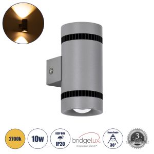 CANNONAL Μοντέρνο Φωτιστικό Τοίχου - Απλίκα LED 10W 1150lm 30° AC 220-240V IP20 Θερμό Λευκό 2700K - Bridgelux COB Chip : TUV SUD Driver - Μαύρο Ματ : Γκρι Ανθρακί Ματ - Μ5 x Π6.5 x Υ11cm - 3 Χρόνια Εγγύηση