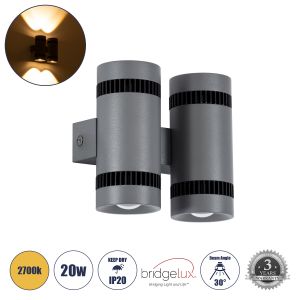 CANNONAL Μοντέρνο Φωτιστικό Τοίχου - Απλίκα LED 20W 2300lm 30° AC 220-240V IP20 Θερμό Λευκό 2700K - Bridgelux COB Chip : TUV SUD Driver - Μαύρο Ματ : Γκρι Ανθρακί Ματ - Μ12 x Π6.5 x Υ11cm - 3 Χρόνια Εγγύηση