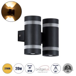 CANNONAL Μοντέρνο Φωτιστικό Τοίχου - Απλίκα LED 20W 2300lm 30° AC 220-240V IP20 Θερμό Λευκό 2700K - Bridgelux COB Chip : TUV SUD Driver - Μαύρο Ματ : Λευκό Ματ - Μ12 x Π6.5 x Υ11cm - 3 Χρόνια Εγγύηση