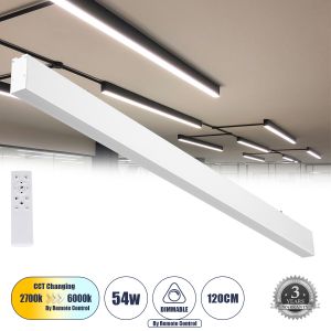 FELIX 61029-S Μοντέρνο Φωτιστικό Οροφής LED 54W 6500lm 120° AC 220-240V IP20 Ρυθμιζόμενο Λευκό CCT με Χειριστήριο από 2700K έως 6000K Dimmable - Lumileds SMD Chip - Λευκό Ματ - Μ120 x Π3.5 x Υ7cm - 3 Χρόνια Εγγύηση