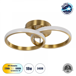 CORA ΜΟΝΤΕΡΝΟ ΦΩΤΙΣΤΙΚΟ ΟΡΟΦΗΣ LED 18W 2160LM 300° AC 220-240V IP20 ΡΥΘΜΙΖΟΜΕΝΟ ΛΕΥΚΟ CCT ΜΕ ON/OFF 2700K/4500K/6000K - LUMILEDS