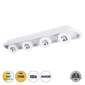 NESPO Μοντέρνο Φωτιστικό Οροφής LED 48W 5376lm 360° : 45° AC 220-240V IP20 Ρυθμιζόμενο Λευκό CCT με On/Off 2700K/4500K/6000K - Lumileds SMD Chip - Λευκό Ματ - Μ80 x Π13 x Υ6.5cm - 3 Χρόνια Εγγύηση