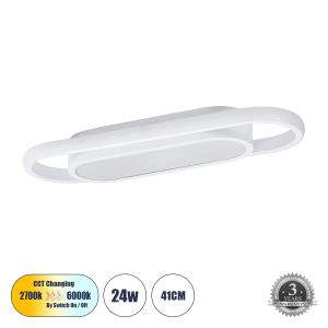 IGOR Μοντέρνο Φωτιστικό Οροφής LED 24W 2880lm 210° AC 220-240V IP20 Ρυθμιζόμενο Λευκό CCT με On/Off 2700K/4500K/6000K - Lumileds SMD Chip - Λευκό Ματ - Μ41 x Π13 x Υ4.5cm - 3 Χρόνια Εγγύηση