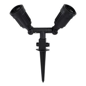 GRASEDO Καρφωτή Βάση Κήπου με 2 Ντουί E27 για Λάμπες Σποτ PAR38 - Αδιάβροχη IP67 - Υψηλής Αντοχής ABS - VDE Certified - Μ25 x Π7.5 x Υ43.5cm - Μαύρο - 5 Years Warranty