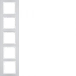 Berker B.3 Πλαίσιο 5 Θέσεων Αλουμίνιο με Λευκό Διακοσμητικό