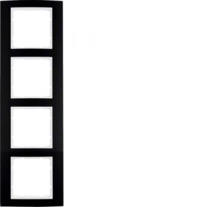 Berker B.3 Πλαίσιο 4 Θέσεων Μαύρο αλουμίνιο με Λευκό διακοσμητικό