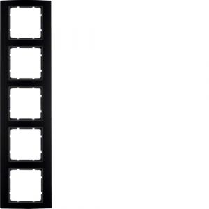 Berker B.3 Πλαίσιο 5 Θέσεων Μαύρο αλουμίνιο με Ανθρακί διακοσμητικό