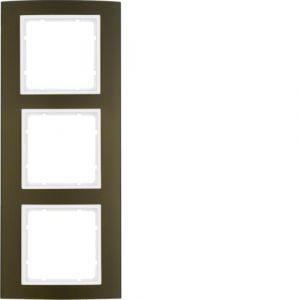 Berker B.3 Πλαίσιο 3 Θέσεων Καφέ αλουμίνιο με Λευκό διακοσμητικό