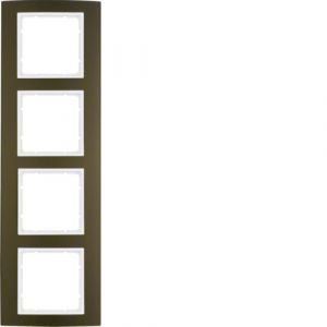 Berker B.3 Πλαίσιο 4 Θέσεων Καφέ αλουμίνιο με Λευκό διακοσμητικό