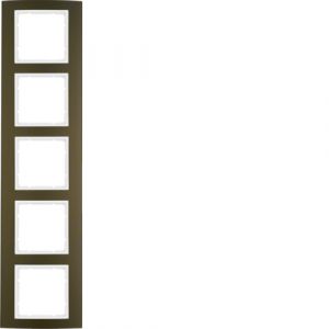 Berker B.3 Πλαίσιο 5 Θέσεων Καφέ αλουμίνιο με Λευκό διακοσμητικό