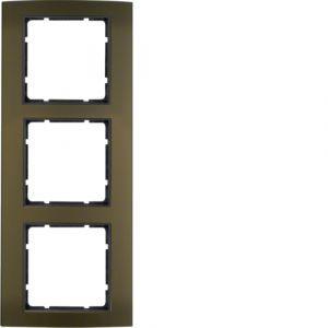 Berker B.3 Πλαίσιο 3 Θέσεων Καφέ αλουμίνιο με Ανθρακί διακοσμητικό