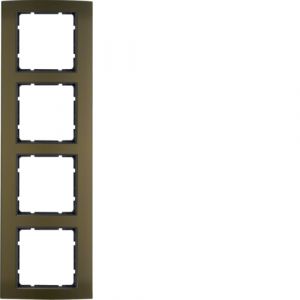 Berker B.3 Πλαίσιο 4 Θέσεων Καφέ αλουμίνιο με Ανθρακί διακοσμητικό