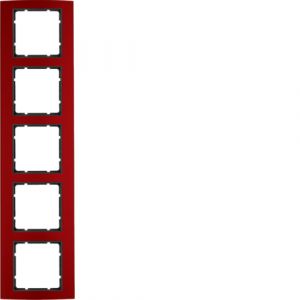 Berker B.3 Πλαίσιο 5 Θέσεων  Κόκκινο αλουμίνιο με Ανθρακί Διακοσμητικό