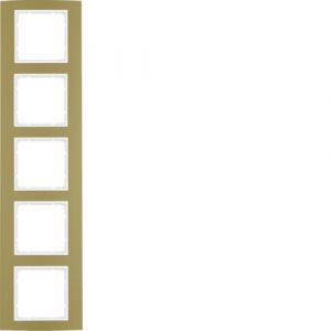Berker B.3 Πλαίσιο 5 Θέσεων  Χρυσό Αλουμίνιο με Λευκό Διακοσμητικό