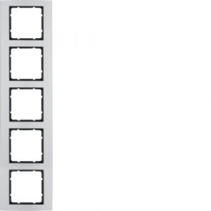 Berker B.7 Πλαίσιο Μεταλλικό 5 Θέσεων  Αλουμίνιο με Ανθρακί Διακοσμητικό