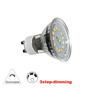 ΛΑΜΠΑ SMD GU10 ΓΥΑΛΙΝΟ 5W 230V 110 ΘΕΡΜΟ ΝΤΙΜΑΡΙΖΟΜΕΝΟΝ 3 ΕΠΙΠ.