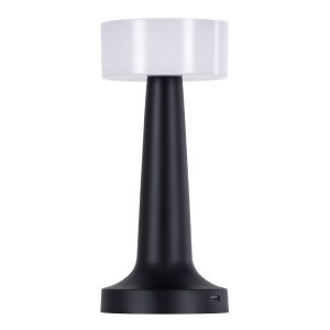 NANNA Επαναφορτιζόμενο Επιτραπέζιο Φωτιστικό Πορτατίφ LED 1.5W 105lm 120° DC 5V IP44 CCT Ultra Θερμό 1500K - Φυσικό Λευκό 4500K - Ψυχρό Λευκό 6000K Dimmable Μαύρο : Λευκό Πλαστικό - Μ9 x Π9 x Υ21cm - 2 Χρόνια Εγγύηση